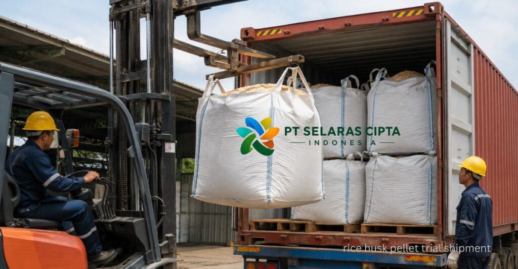 rice husk pellet trial shipment
